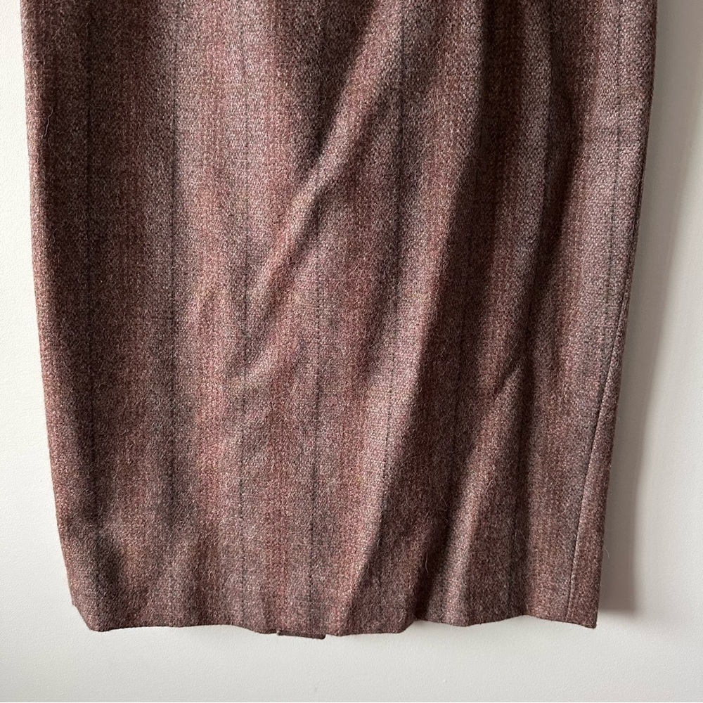 Vintage Midi Skirt Sz 14 Tweed Brown Button Front 70s 80s Academia Country Style - Picture 10 of 11